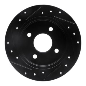 Ford Fiesta Brake Rotor (1) - Rear Right - R1 Concepts - Drilled & Slotted - Black - `01-`19